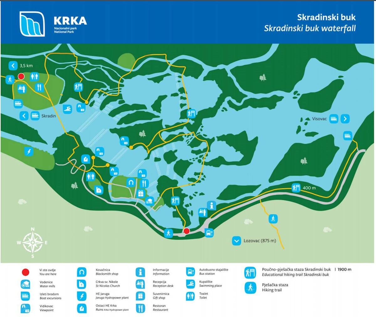 krka үндэсний парк хорват газрын зураг